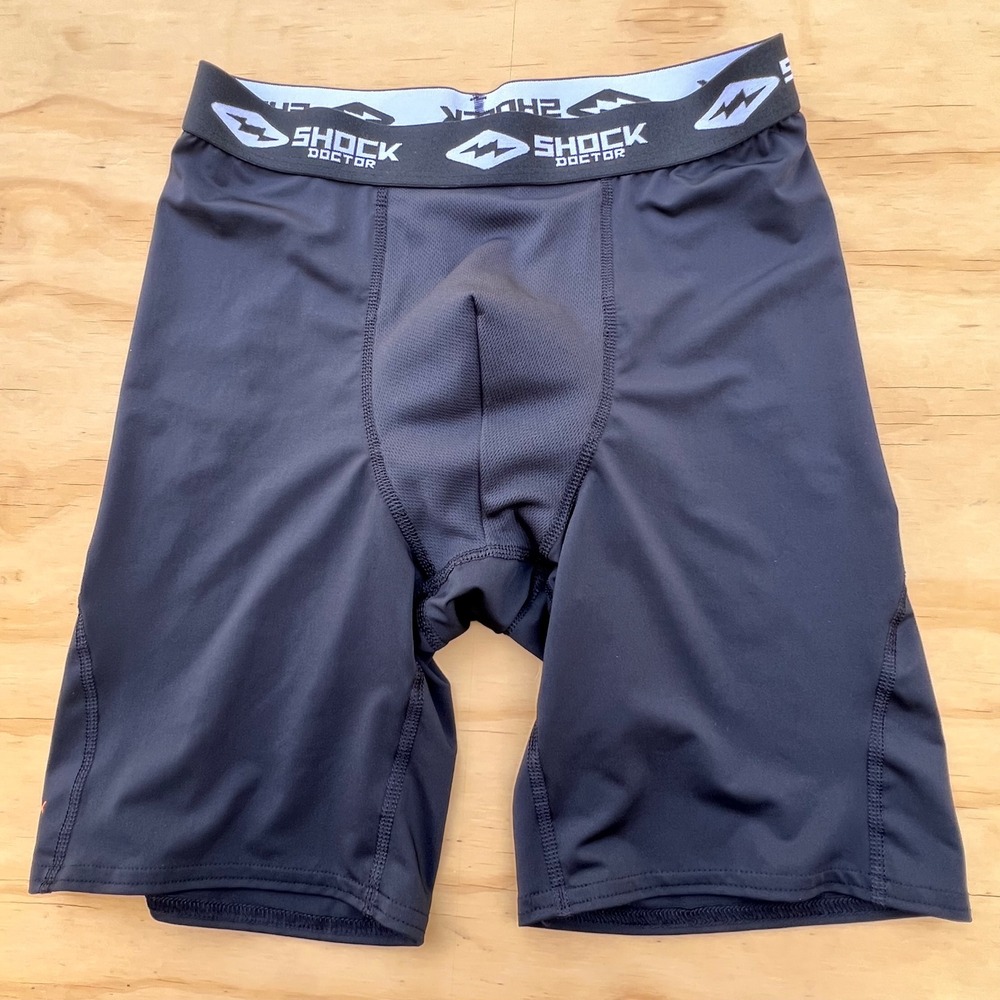 Shock Doctor Mens XL Compression Shorts Black Athletic Core Padded Cup Pocket